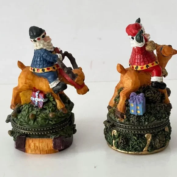 Vintage Whimsical Santa Riding ReindeerTrinket Boxes - Picture 7 of 16